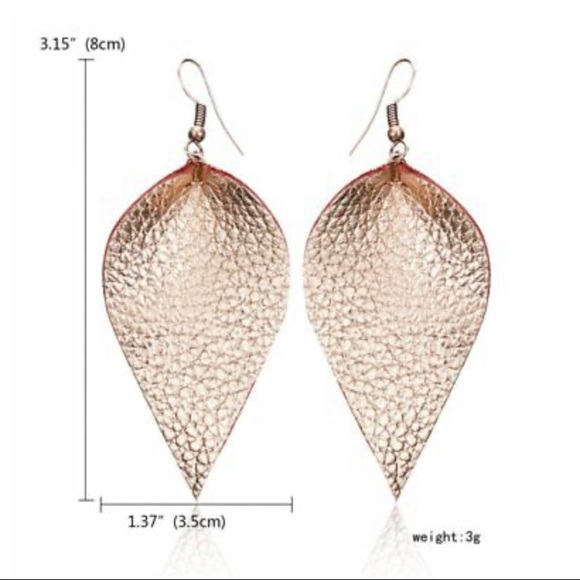 Jewelry - New rose gold leather dangle earrings